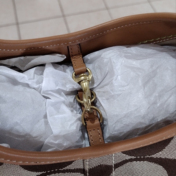 COACH ERGO Brown Signature C Jacquard Leather Monogram  Hobo Bag - Picture 9 of 17